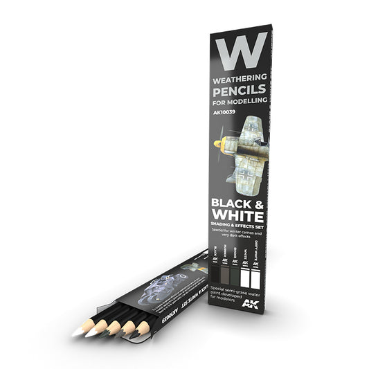 AK Interactive - BLACK & WHITE Weathering Pencil Set