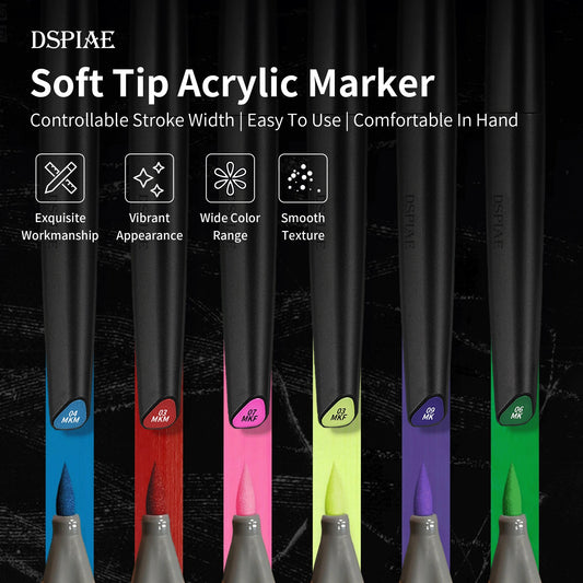 DSPIAE - MK Soft Tipped Markers - (Select from 12 Colors)