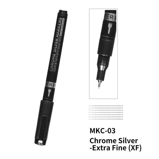 DSPIAE - MKC Chrome Silver Paint Markers - (Select from 3 Sizes + Refill Bottle)