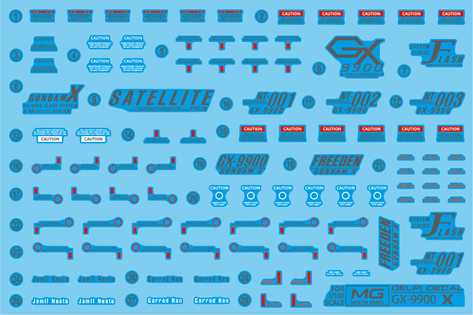 Delpi - MG Gundam X WATER DECAL - (Select from Manual Normal or Delpi Expansion)