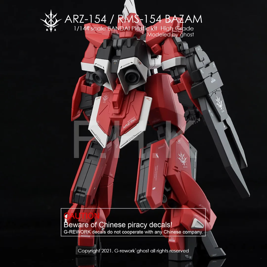 G-Rework - [HG] BARZAM AOZ RE-BOOT Ver. (ARZ-154 / RMS-154 FULL SET) - Water Slide Decals