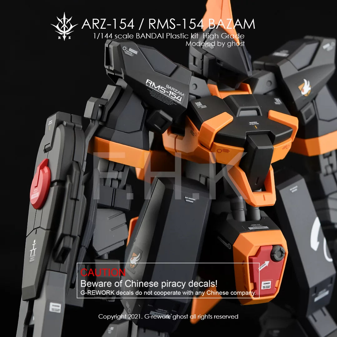 G-Rework - [HG] BARZAM AOZ RE-BOOT Ver. (ARZ-154 / RMS-154 FULL SET) - Water Slide Decals