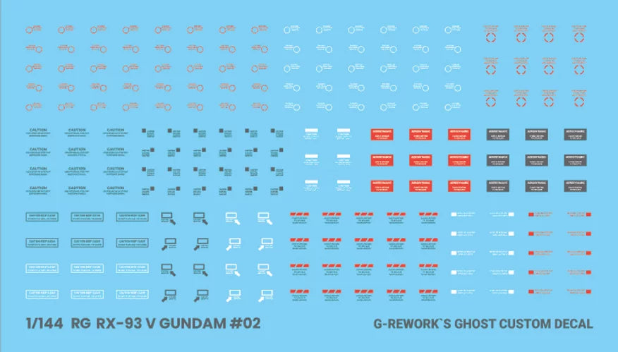 G-Rework - [RG] RX-93 Nu GUNDAM - Water Slide Decals (version 2.0)