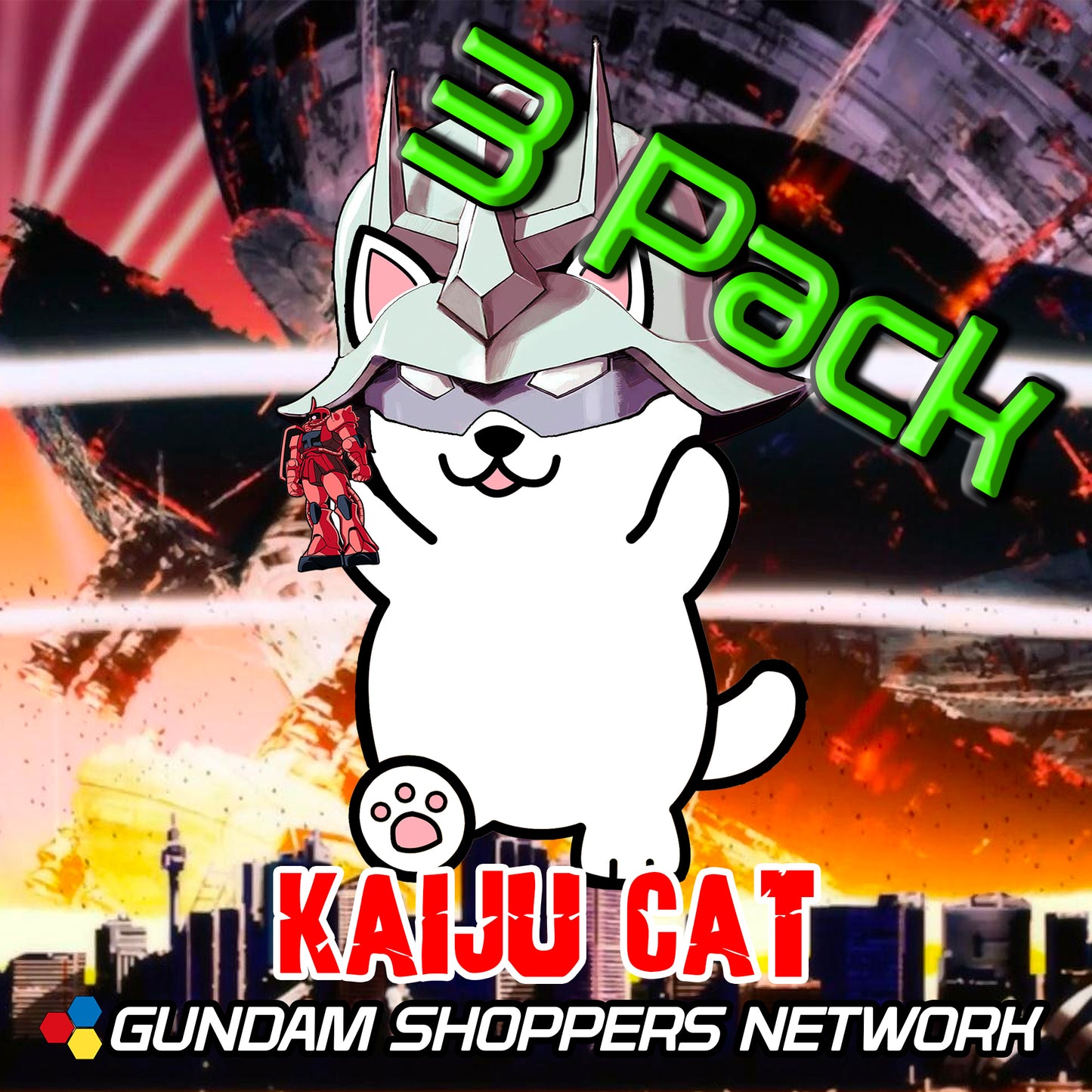 GSN / Kaiju Cat Char Aznable Cosplay Sticker - 3 Pack