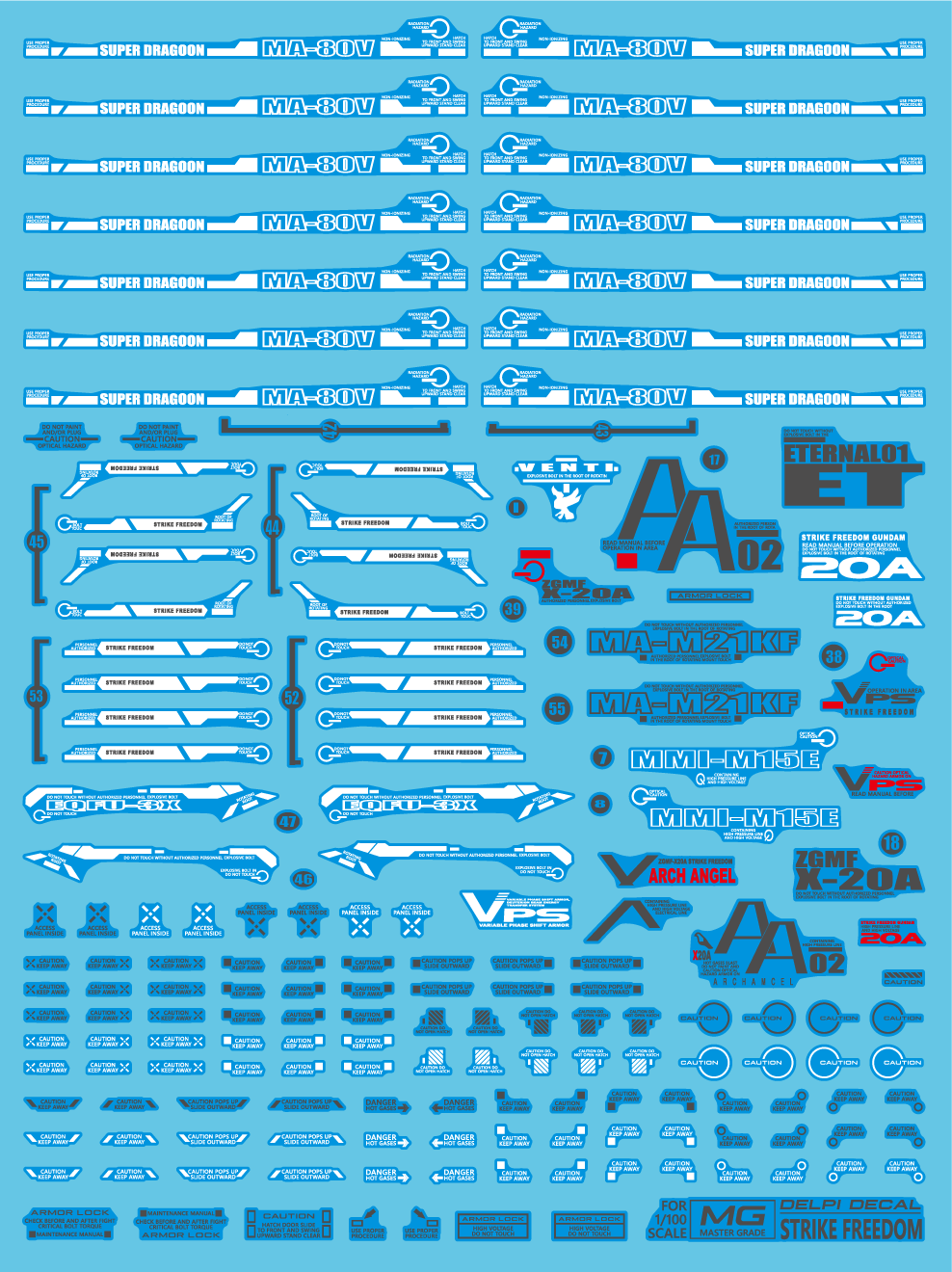 Delpi - MG STRIKE FREEDOM WATER DECAL - Select Normal or Holo