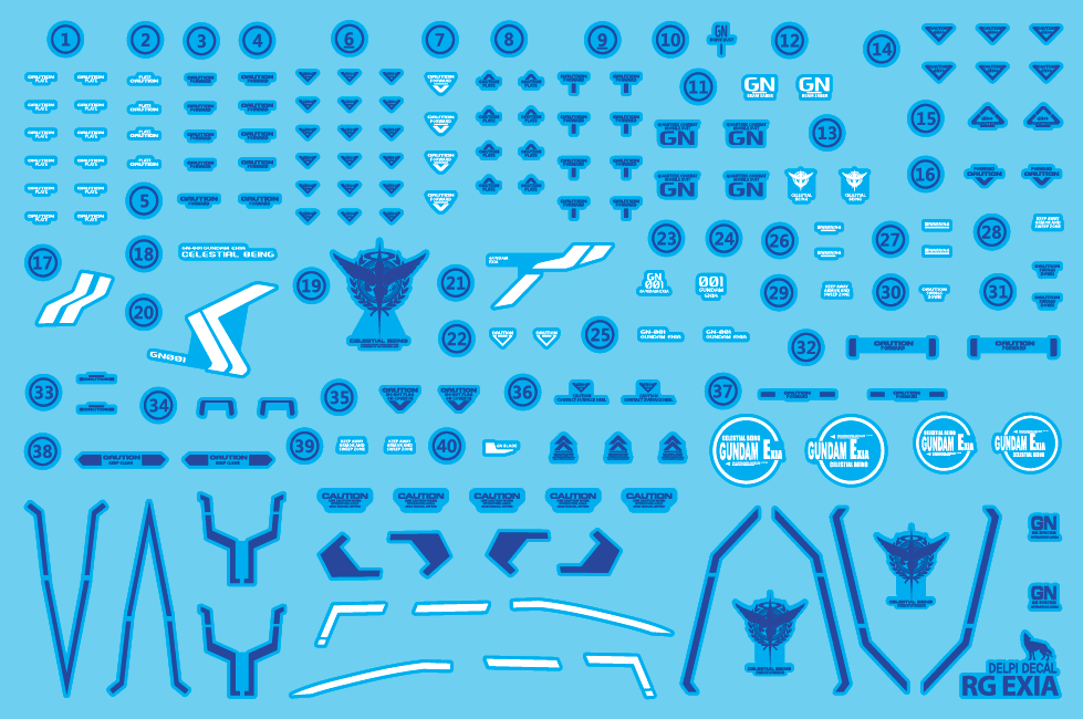 Delpi - RG EXIA WATER DECAL - (Select from Normal or Holo)