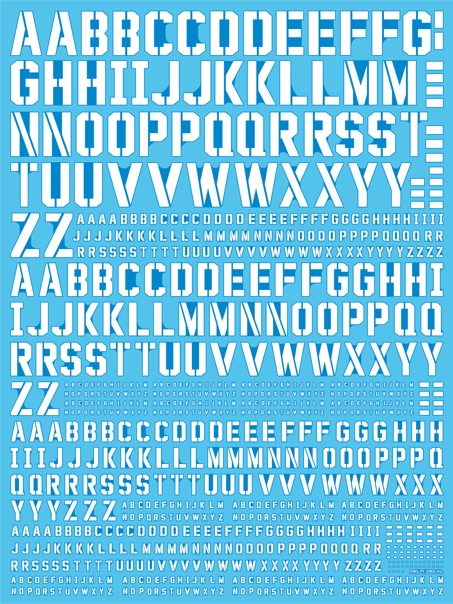 Delpi - ALPHABET UNIVERSAL - WHITE - (select WATER DECAL or HYBRICAL)